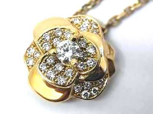 シャネル買取 750YG カメリア ダイヤモンド ネックレス